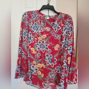 Old Navy Floral Blouse - Red and Blue